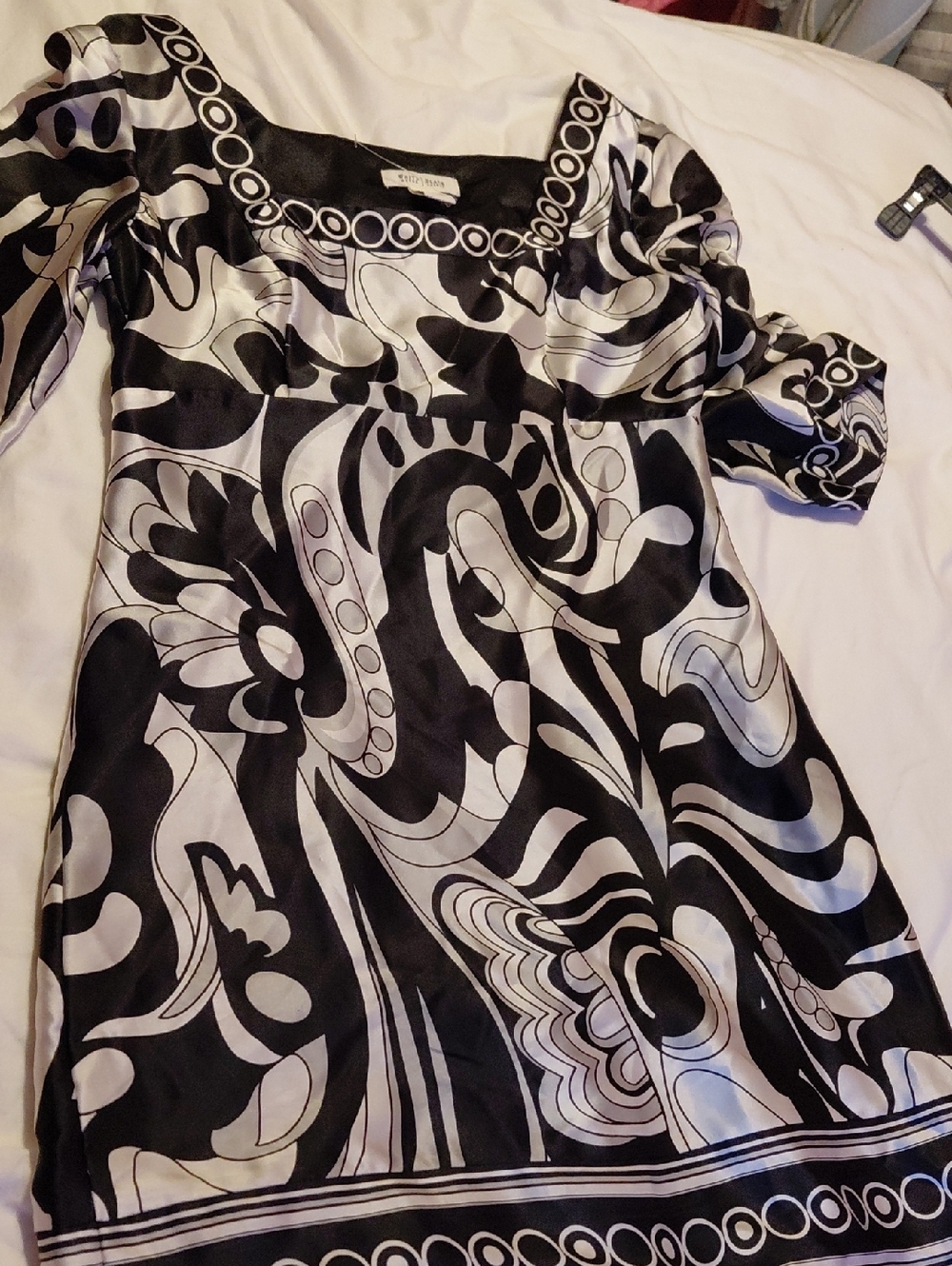 black and white market dresses House Black White Printed Shift Dress Cinderellas wedding dress is highlight-comfort-stretch Evening dresses artistic shapes and squiggles. Color:Lilac Silver